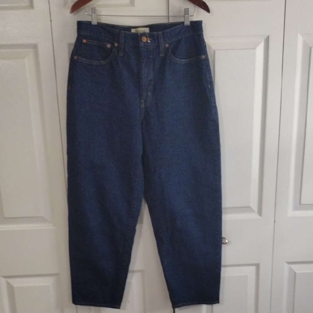 Madewell Balloon Dark Wash HI Rise Jeans Size 29 ZIP Fly Baggie